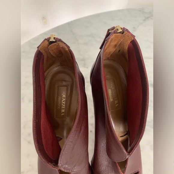 Deep Cherry Red leather AQUAZZURA ankle booties 7.5 - Picture 4 of 7